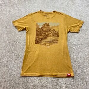 Meridian Line Shirt Mens Small Angels Landing Zion National Park Mustard‎ Yellow
